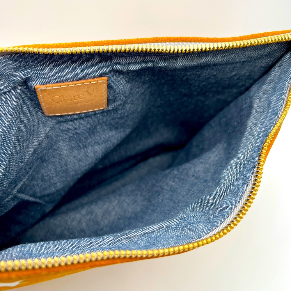 CLARE V Star Pattern Flat Clutch Pouch - Mustard Yellow - Picture 8 of 8